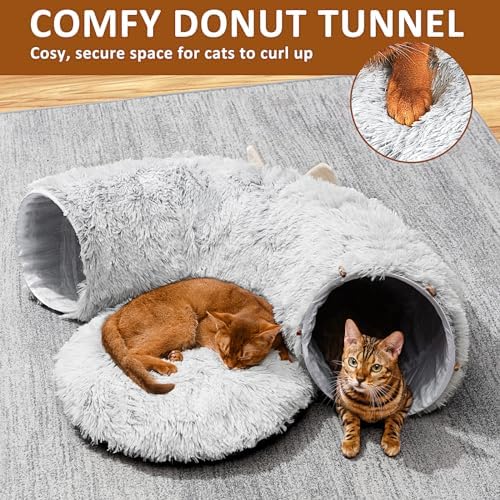 Cat Tunnel with Cat Bed for Indoor Cats, Under Christmas Tree Soft Plush - Image 4