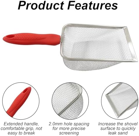 Murtenze Stainless Steel Cat Litter Scoop, Non-Stick Coated Metal Fine Sand - Image 4