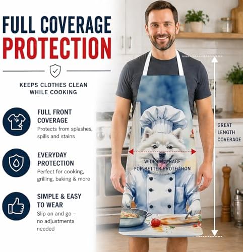 Caroline's Treasures American Eskimo The Chef Apron Cooking Kitchen Server - Image 3
