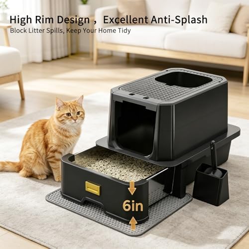 RIZZARI Enclosed Cat Litter Box: Stainless, Top Entry, Easy Clean - Image 4