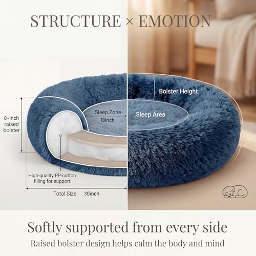 Calming Dog Bed for Medium Dogs Washable Donut 30 inches Anti-Slip Pet Bed - Image 4