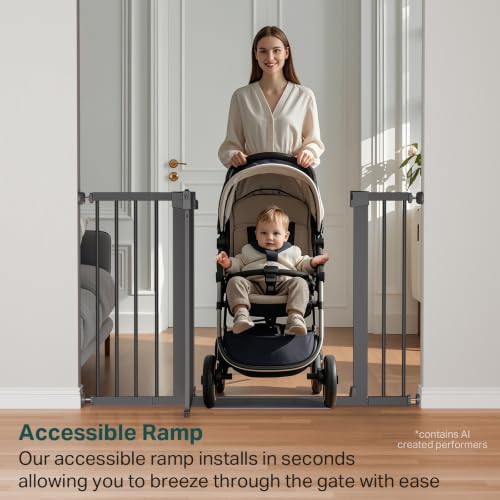 Cumbor 30-48 in Baby Gate for Stairs, Auto Close Dog Gate Indoor Cool Gray - Image 6