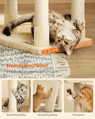 Feandrea Cat Tree, 45.3-Inch Cute Cat Tower, Plush Climbing Condo - Image 6