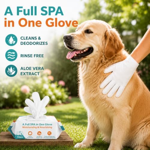 50 Pcs Pet Glove Wipes for Dogs & Cats, Pet Cleaning Gloves - Image 2