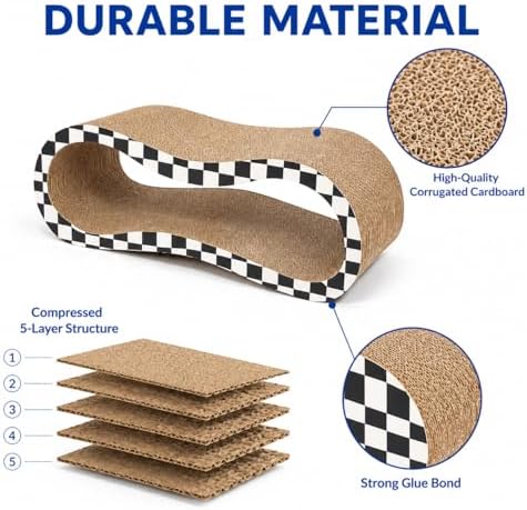 2 in 1 Large Cardboard Cat Scratcher Lounger, Cat Scratching Board - Image 6