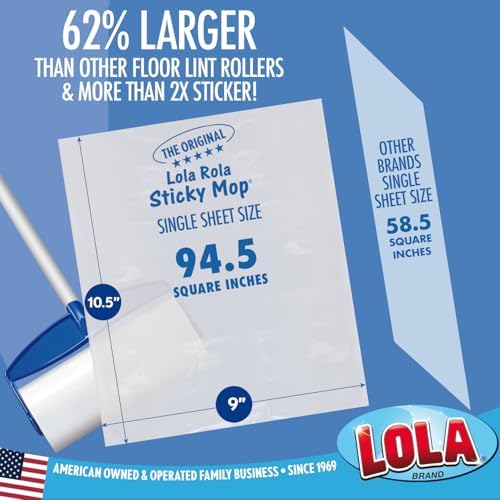 LOLA Rola PET Hair Remover Sticky Mop, Giant Floor Lint Roller, 9.5" x 3.5" - Image 5