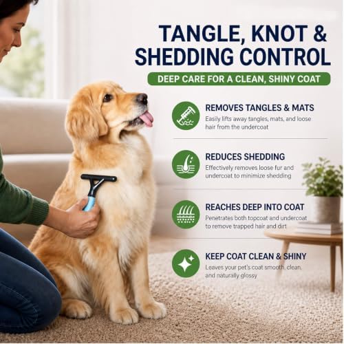 Undercoat Rake for Long Haired Dogs, Long & Short Teeth Dematting Comb - Image 2