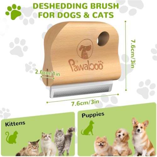 Pawaboo Deshedding Brush for Dogs & Cats, Dog Hair Removal Comb - Image 2