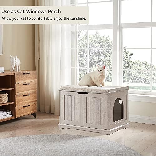unipaws Cat Litter Box Enclosure Furniture, Hidden Litter Box Cover - Image 4