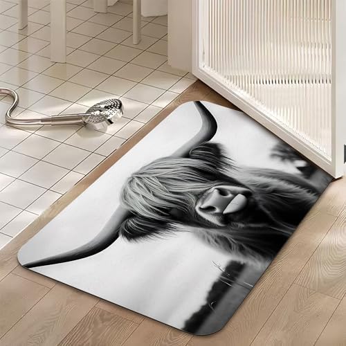 Highland Cow Bathroom Rugs, Non Slip Quick Dry Rustic Farmhouse Bath Mats - Image 5