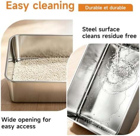 Stainless Steel Cat Litter Box Sturdy Metal Pan - Image 4