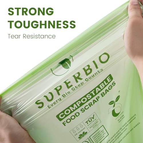 SUPERBIO 13 Gallon Handle Tie Compostable Food Waste Bags, 2 Pack - Image 3