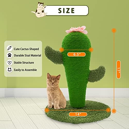 AUSCAT Cat Scratching Post, Cute Cactus Scratching Post, Nature Sisal Cat - Image 2