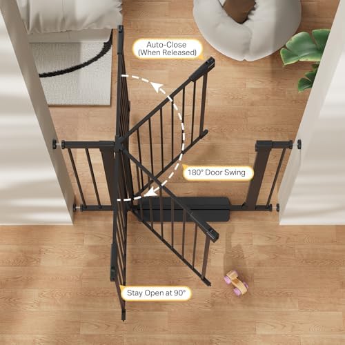Cumbor 30-40.6 in Baby Gate for Stairs and Doorways, Dog Gate Indoor Black - Image 5