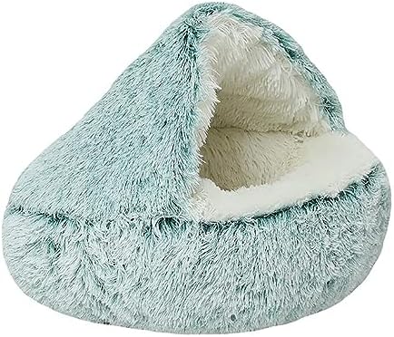 Dog Cave Bed for Small Dogs Cats Pets, Anti Anxiety Calming Plush Dog Beds by NTUQCAW