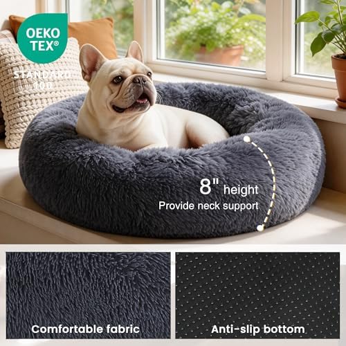 Love's cabin Calming Cat Bed for Indoor Cats, Anti-Anxiety Donut Round Dog Bed - Image 3