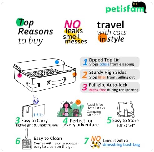 Travel Light with Covered Portable Cat Litter Box Without Any Mess. - Image 2