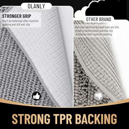 OLANLY Thick Chenille Large Bathroom Rugs 70x46, Absorbent Bath Mat - Image 5