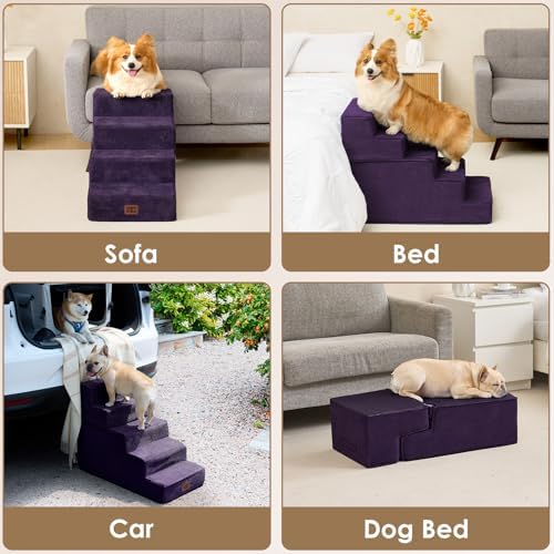 EHEYCIGA Dog Stairs for Small Dogs 13.5" H, 3-Step Dog Steps - Image 7