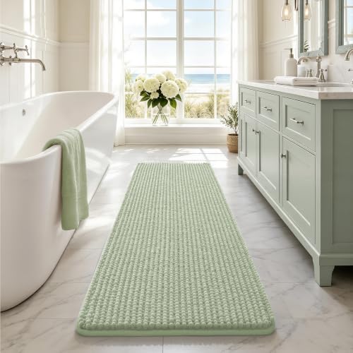 Ophanie Sage Green Bathroom Runner Rugs 60x20, Soft Chenille Bath Mat, Non Slip by Ophanie
