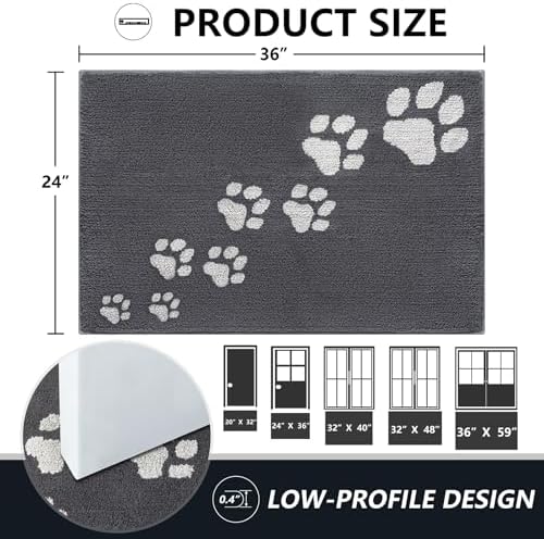 Timo Dog Door Mat for Muddy Paws, Low-Profile Washable Entryway Rug, Non-Slip - Image 2