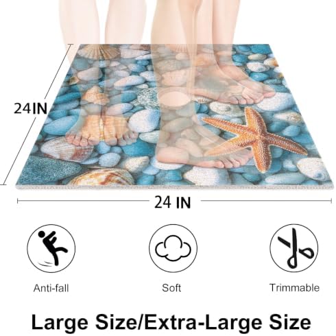 Square Shower Mat, Yonala 24 x 24 Inch Stylish Non Slip Shower Mats - Image 2