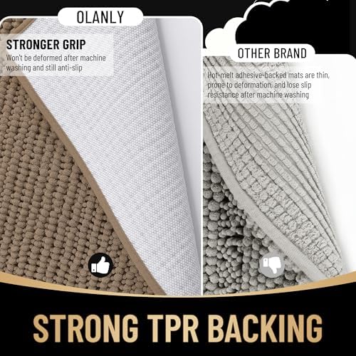 OLANLY Thick Chenille Bathroom Rugs 30x20, Soft Absorbent Bath Mat - Image 5