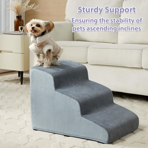 LEXTRO Dog Stairs for Small Dogs, 3-Steps Dog Ramp for Bed and Couch, Pet Stairs - Image 2
