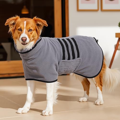 Microfiber Dog Bathrobe, Super Absorbent Dog Drying Coat by HezzLuv