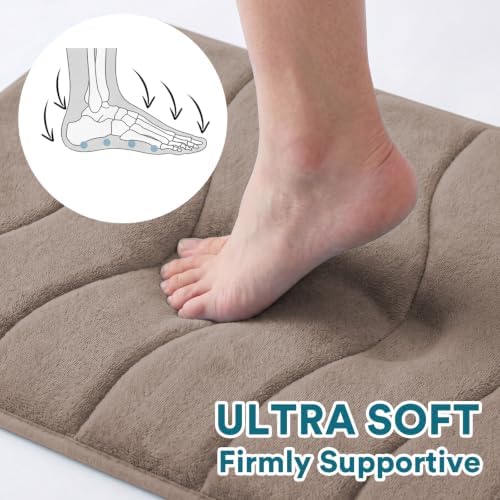 Flamingo P Taupe Bath Mat 20x32 Quick Dry Washable Memory Foam - Image 3