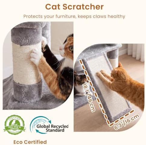 Heybly Tall Cat Tree 78-inch Multi-Level Cat Tower - Image 4