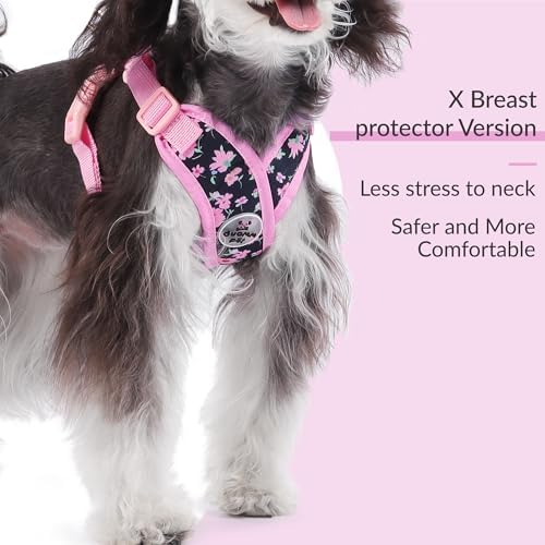 Patas Lague Dog Harness Medium Sized Dog Pet Vest Leash Set Floral Pink L - Image 5