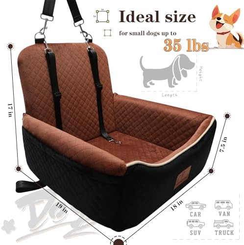 Dog Car Seat Bed 2 in 1 for Small/Medium Dogs up to 35 lbs, Adjustable Safety - Image 3