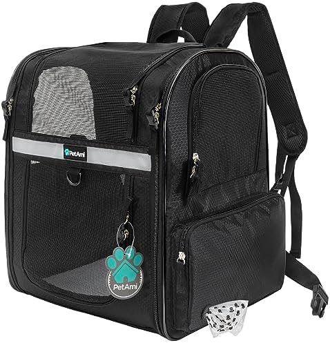 PetAmi Dog Backpack Carrier for Cats, 4-Way Entry Ventilated, 18 lbs by PetAmi