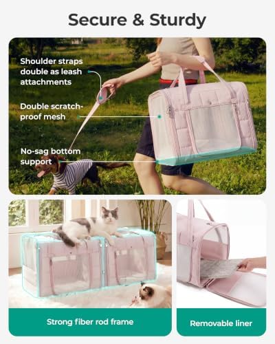 BAGSMART Double Cat Carrier for 2 Cats, Large Soft Pet Carriers for Travel - Image 3