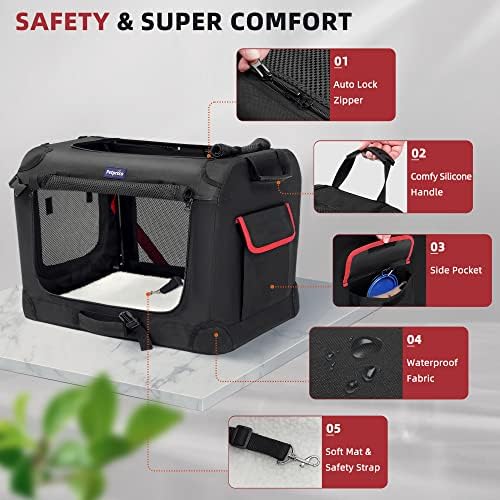 Petprsco Large Cat Carrier for 2 Cats/Small Dogs 24"x17"x17" for Car Travel - Image 4