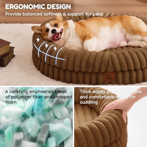 ChiXnuggle Orthopedic Dog Bed, Washable Cover, Faux Fur Bolster Pet Couch - Image 4
