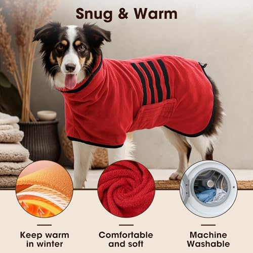 Microfiber Dog Bathrobe, Super Absorbent Dog Drying Coat - Image 3