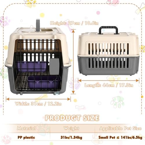 Hard Plastic Pet Carrier 2 Set Small Dogs and Cats Up to 13 lbs Hard-Sided Dog - Image 6