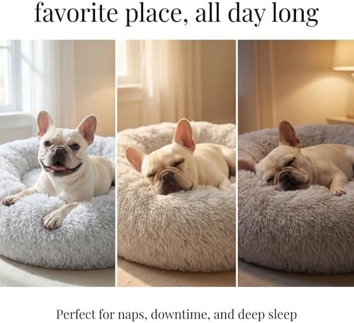 nononfish Plush Donut Dog Bed for Small Dogs, Cozy Round Pet Bed - Image 6
