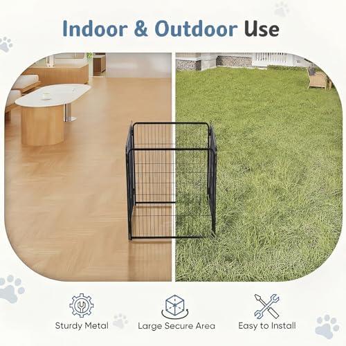DUMOS Dog Playpen 24 Inch 4 Panels Indoor Outdoor Metal Pet Fence - Image 4