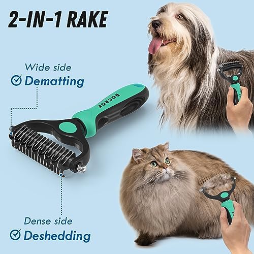Docrok Pet Grooming Brush and Metal Comb Combo - Image 2