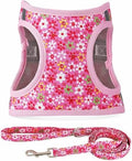 Step in Dog Harness Leash Set- All Weather Reflective No-Pull Floral Pattern by MOONPET