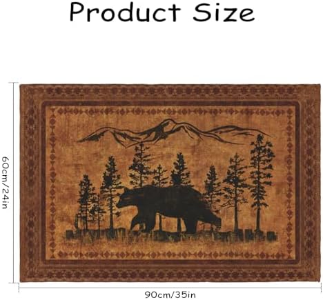 Giwawa Forest Bear Bath Rug Rustic Cabin Absorbent Plush Floor Mat 24"x35" Soft - Image 3