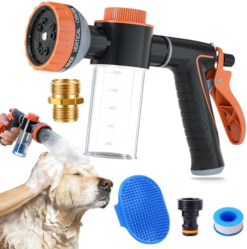 Dog Washing Hose Attachment, Upgrade Garden Hose Nozzle Soap Foam Sprayer by AYBBSHOW