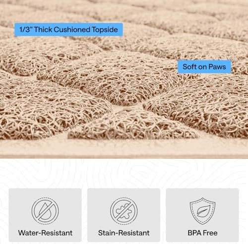 GORILLA GRIP Cat Litter Box Mat, Coiled Mesh Trapping Mats, 35x23 Beige - Image 5