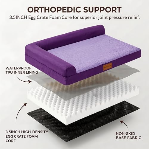 Patas Lague Orthopedic Large Dog Bed Washable Pet Sofa Bed 42''X28''Purple - Image 4