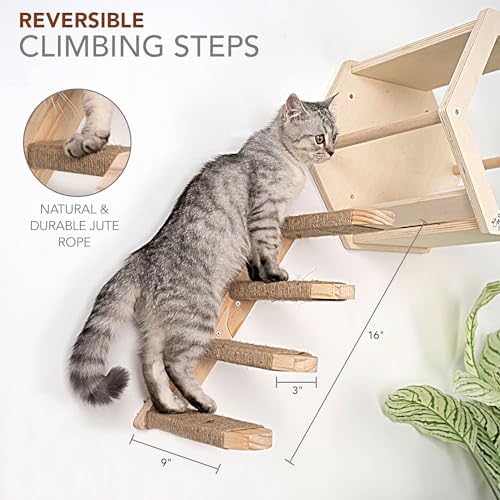 3-Piece Cat Wall Furniture Set: Hammock, Hexagon House & Climbing Steps - Image 4