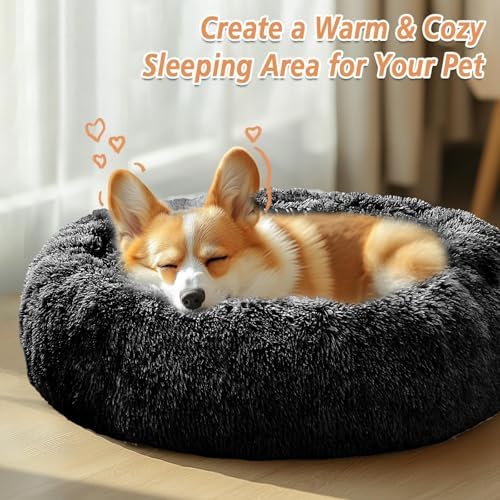 JOLLYVOGUE Calming Dog Bed Medium Size Dog, 31in Donut Washable Medium Pet Bed - Image 4