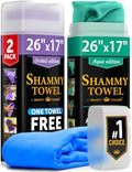 Premium Shammy Cloth for Car Drying – 2pk+1 Free – 26"x17" – Soft Chamois by MightyCleaner